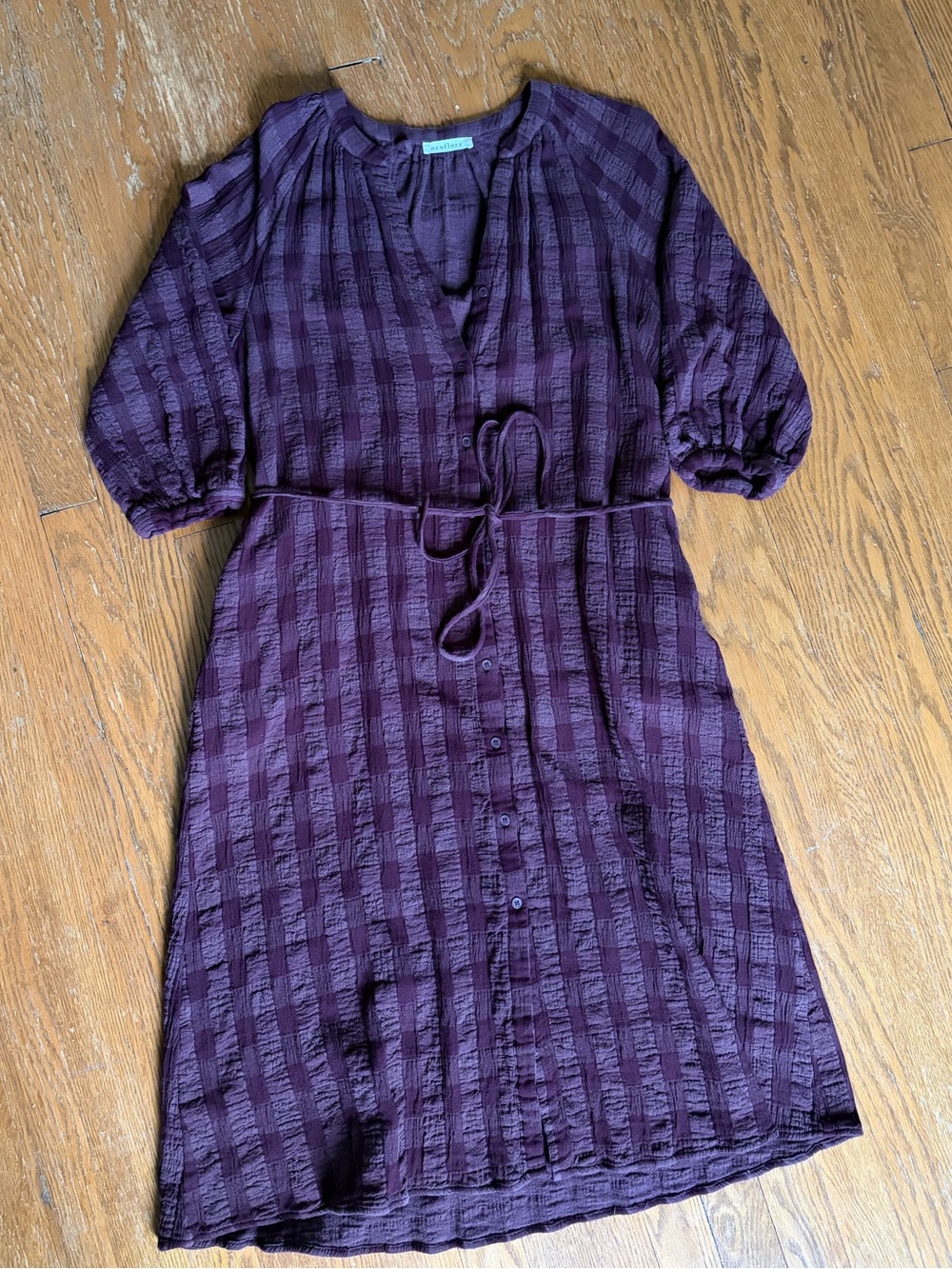 Neuflora Purple Plaid Midi Dress Size S Nursing Friendly